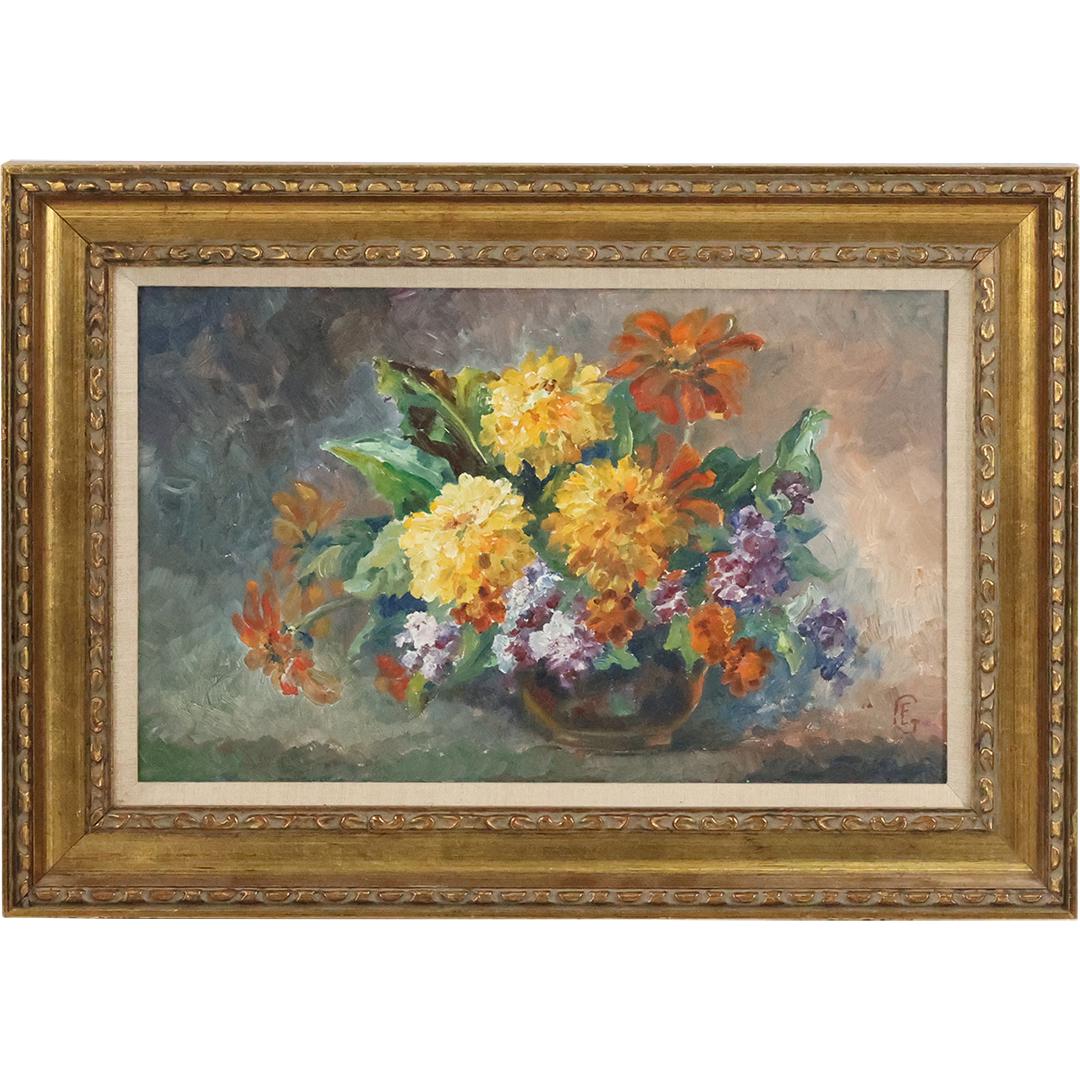 Edna Gass, American, Flowers in Vase Still Life Oil on Board Painting, Framed (1 of 10)