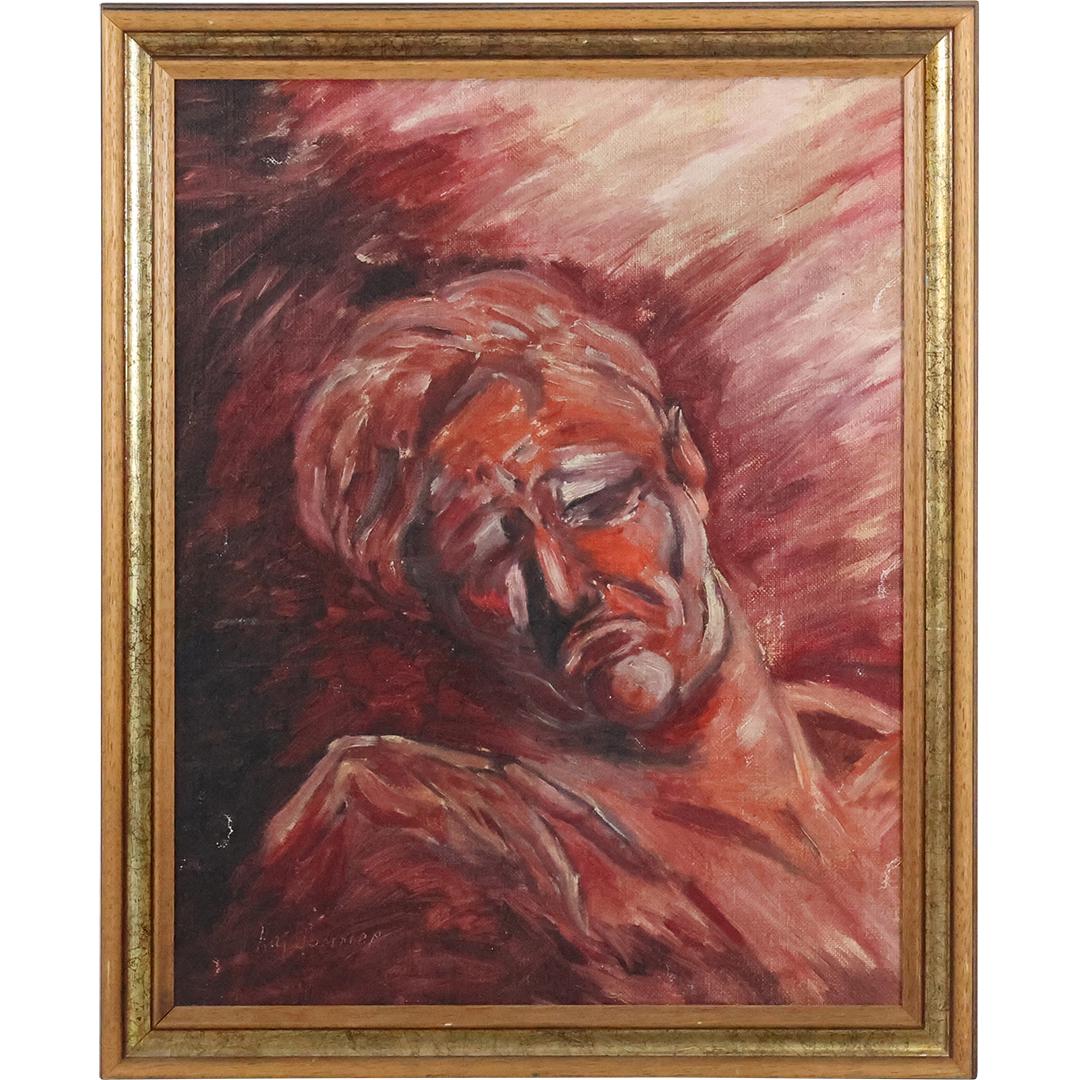 Karl Sommer, Distressed Portrait, Oil on Board Painting, Signed, Framed (1 of 10)