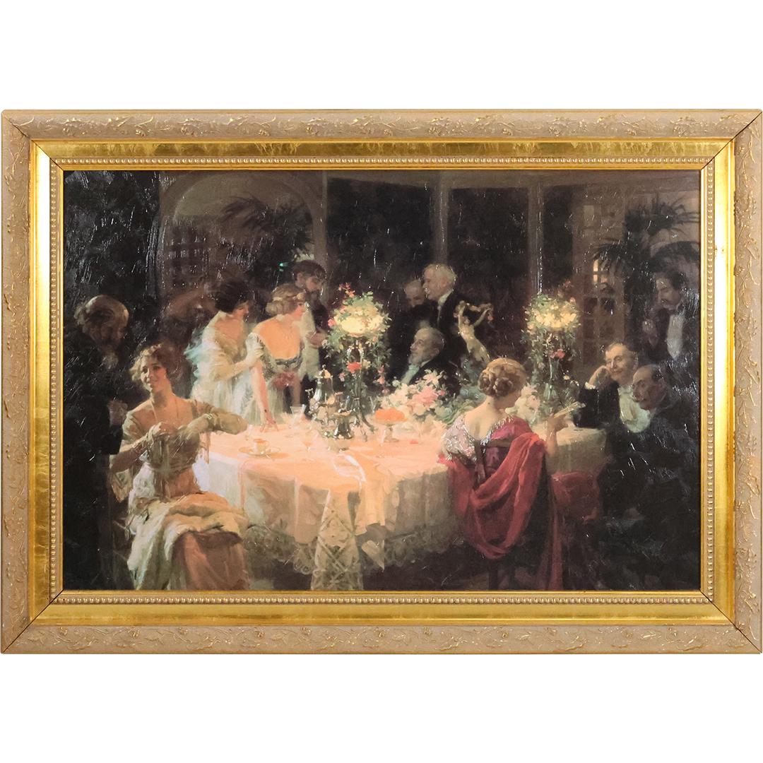 "The End of Dinner" by Jules Alexander Grun, Giclee on Canvas, Framed (1 of 11)