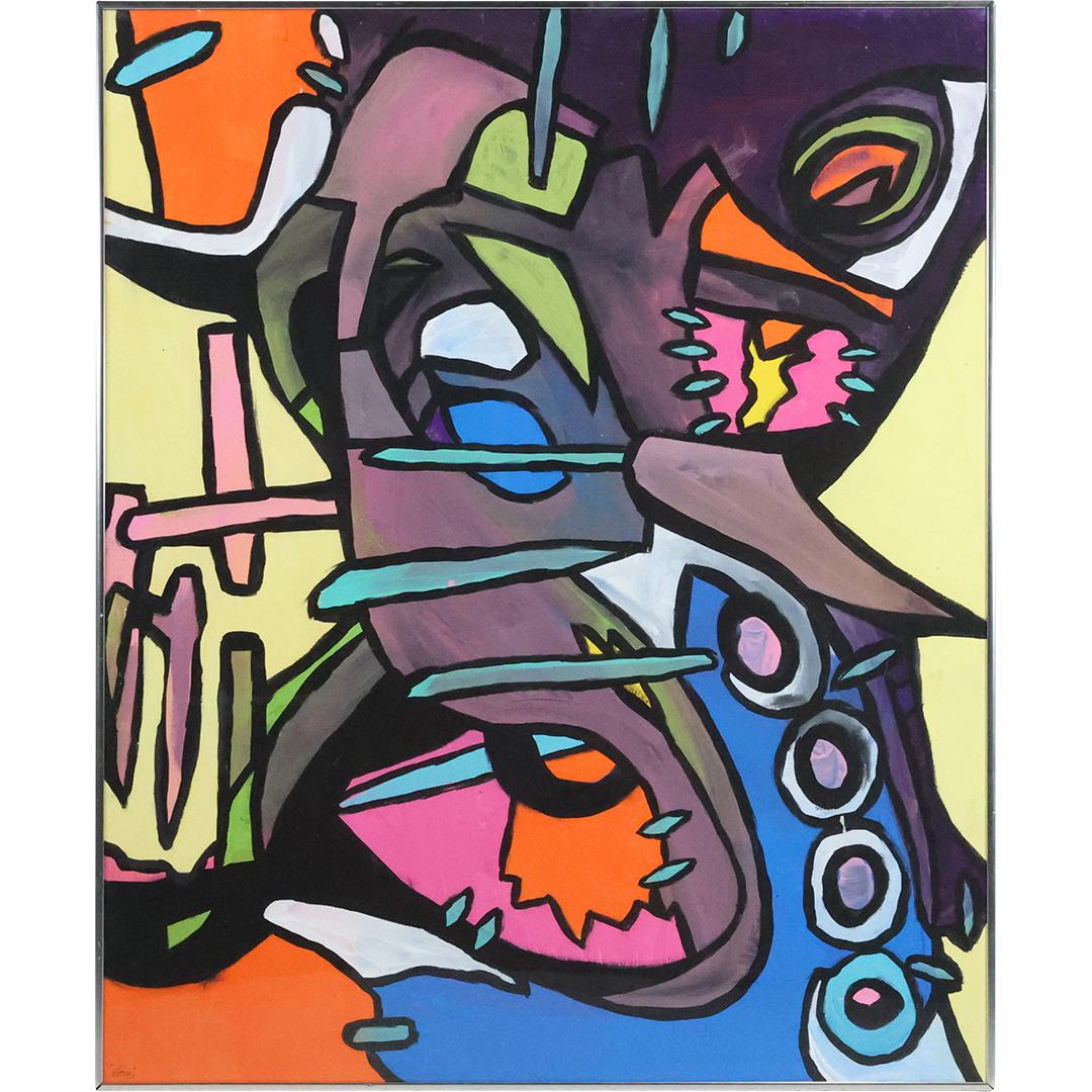 Nitsuj, Philadelphia Street Artist, 20th C. ABSTRACT COMPOSITION Oil Painting, Signed (1 of 12)