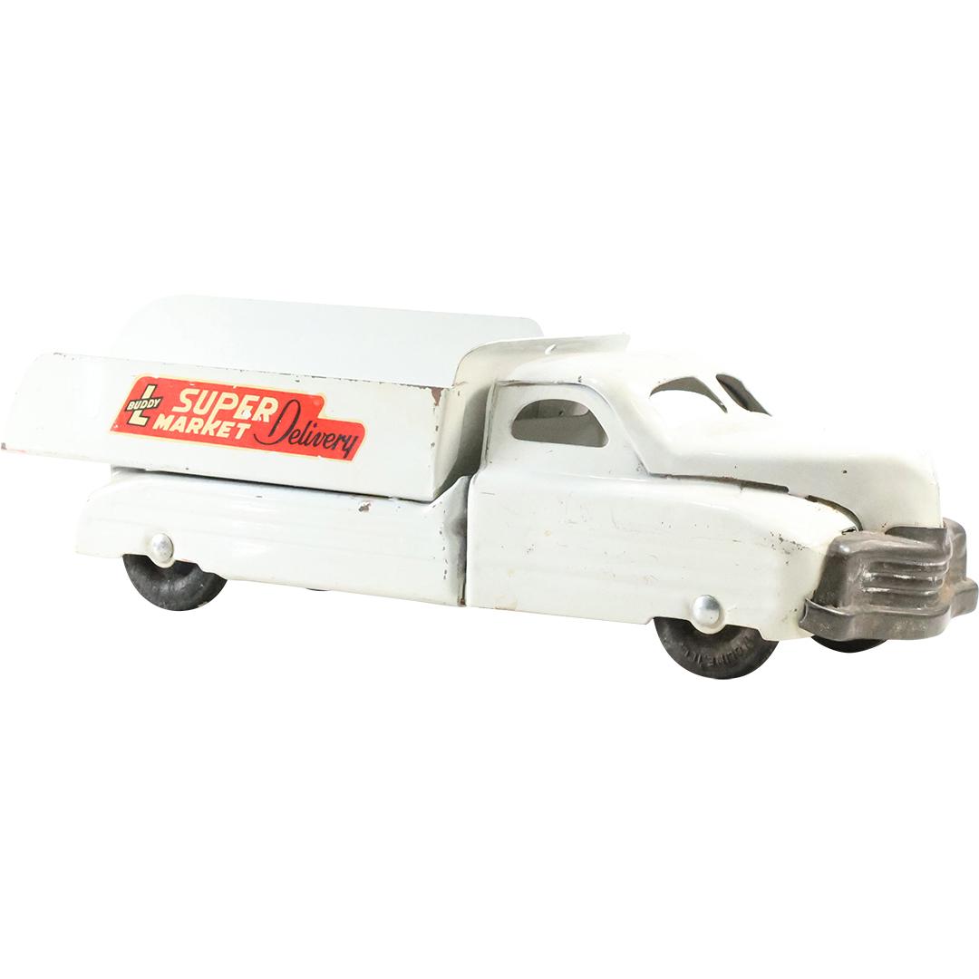 Vintage BUDDY L White Pressed Steel SUPER MARKET DELIVERY Toy Truck (1 of 11)