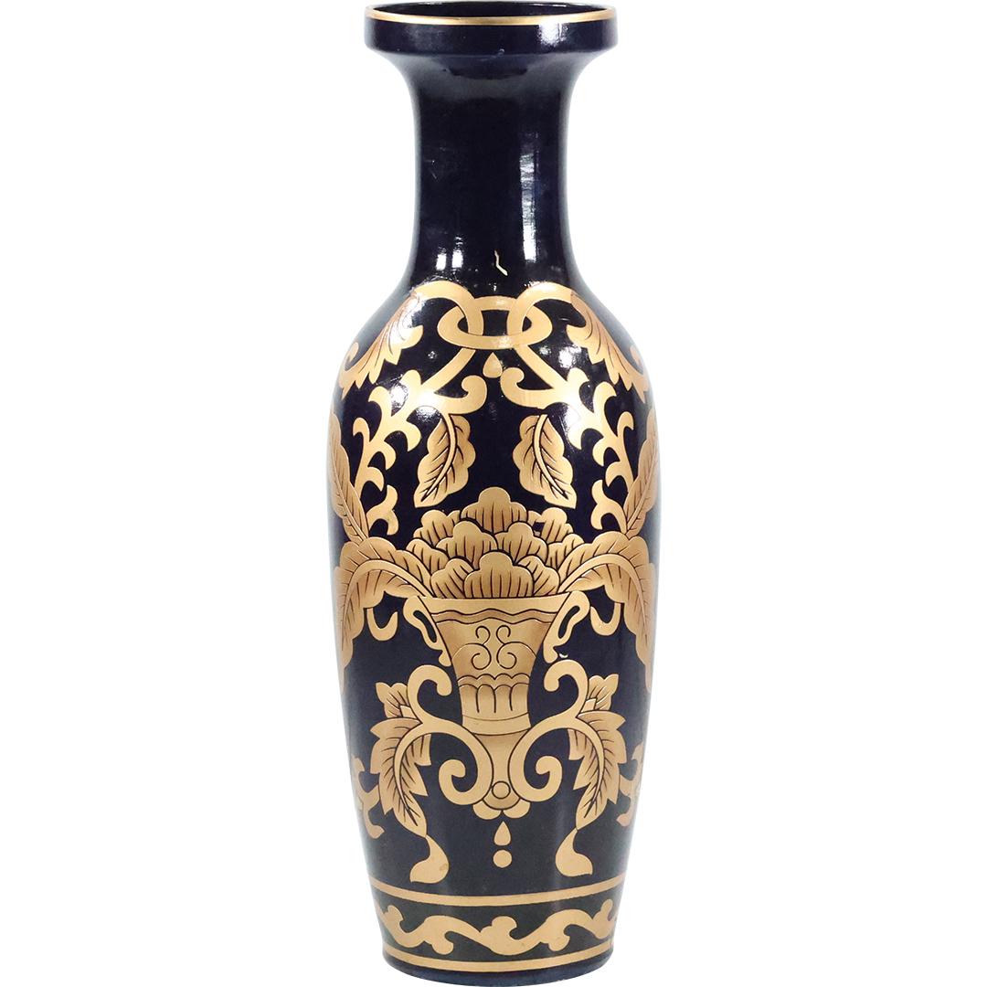 Tall Fancy Gold Decorated Vase in Composition 23.5 inches height: Tall Fancy Gold Decorated Vase in Composition 23.5 inches height.size: 23.5h 8w
