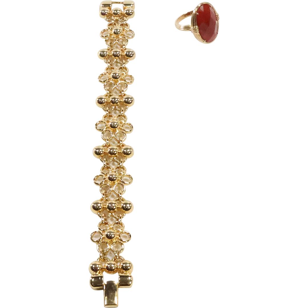 .925 Sterling Silver Vermeil Jasper Ring Size 8 & Monet Gold Tone Bracelet (1 of 11)