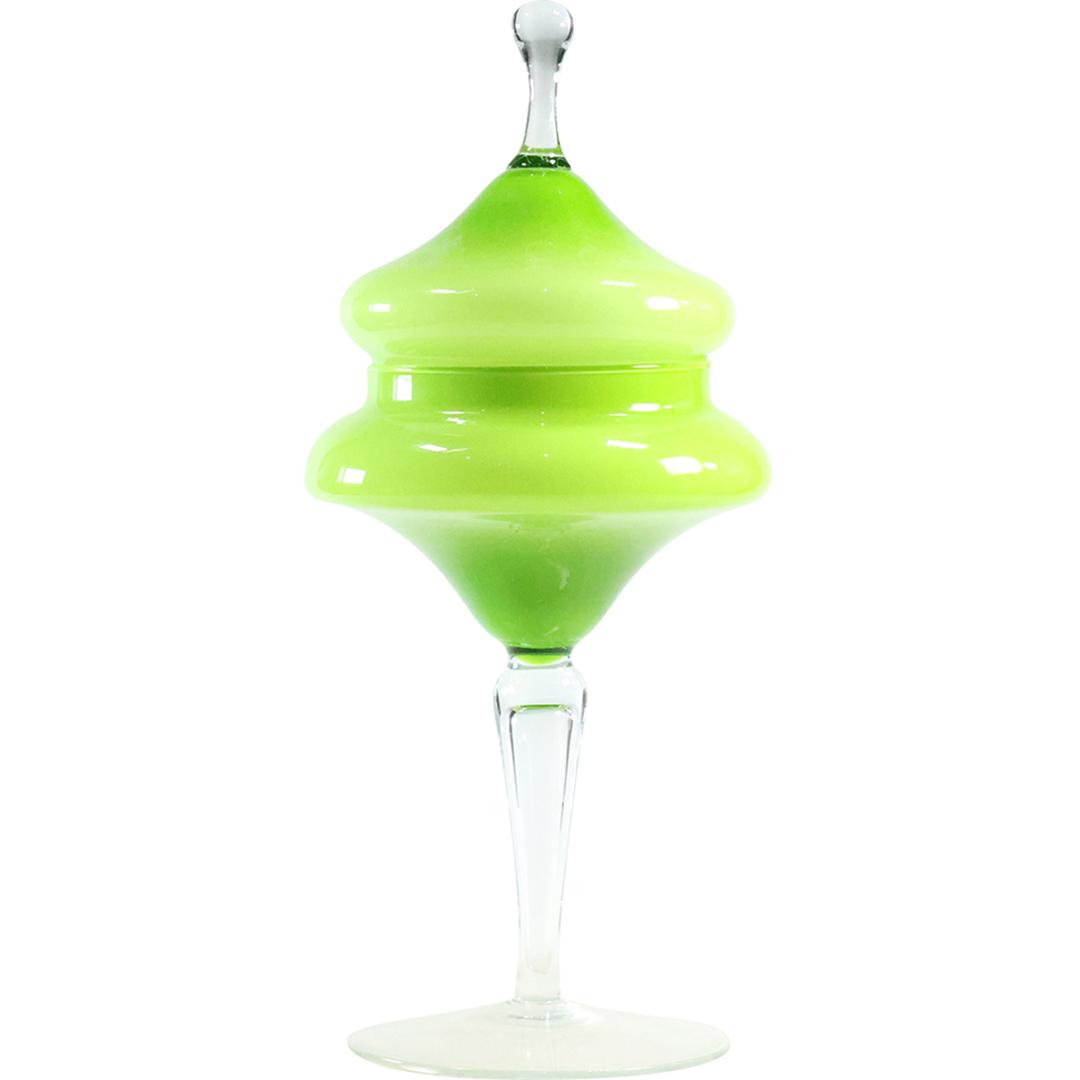 Bright Green Glass Covered Compote Mid-Century Modern (1 of 8)