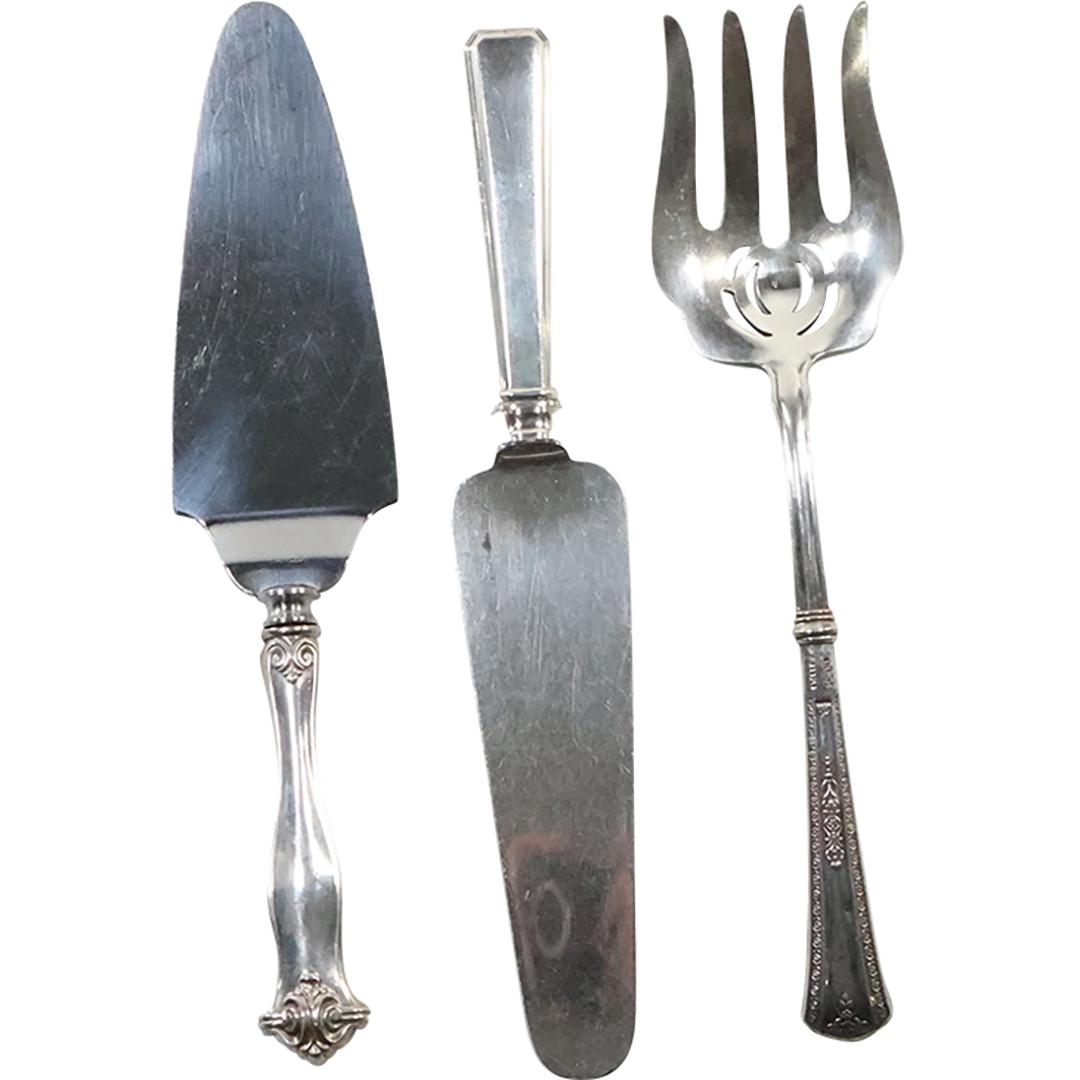 [3] STERLING SILVER HANDLES Meat Fork , Pie Server, Pie Server (1 of 16)