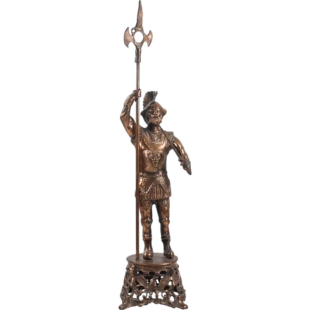 Cast Metal Medievel Knight Holding Axe Sword 34 inches height - Original Patina: Cast Metal Medievel Knight Holding Axe Sword 34 inches height - Original Patina. size: 34 x 7.75