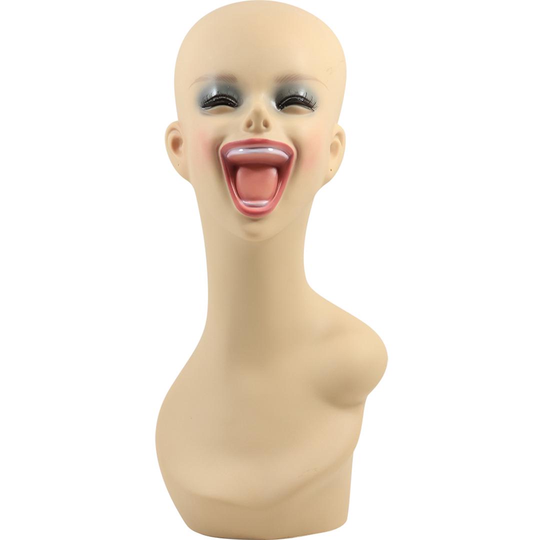 "Laughing Female" Mannequin Woman Head Bust in Plastic Composition 18 inches height (1 of 18)