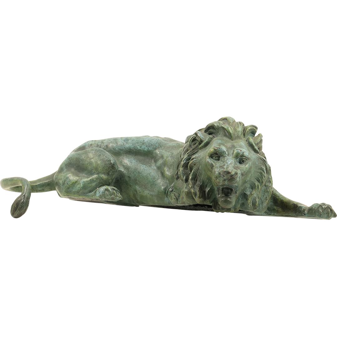 Ernest Justin Ferrand 1846-1932 BRONZE RECLINING LION Paris France Foundry Seal (1 of 19)