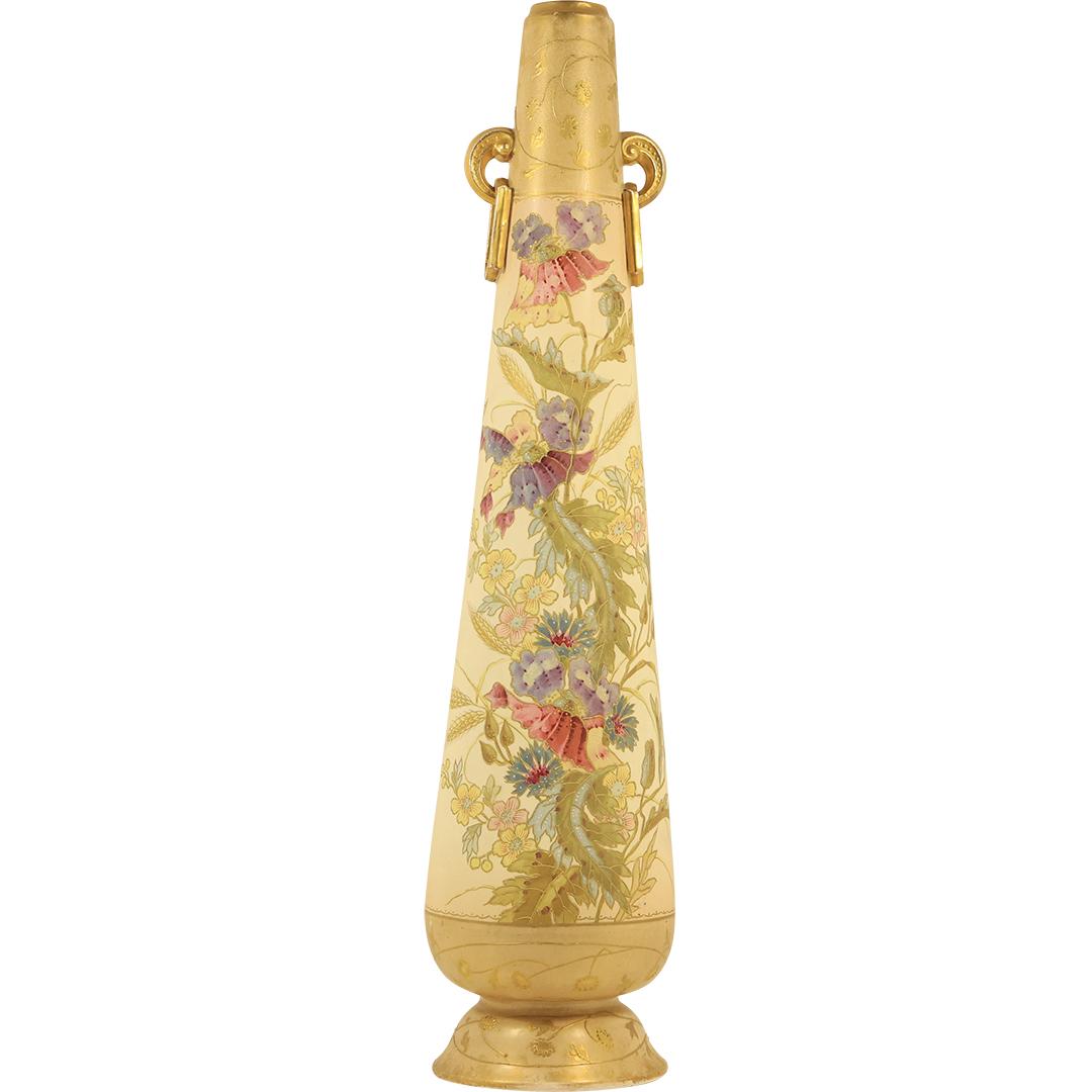 Tall 19th C. ROYAL BONN Porcelain Vase Intricate Floral & Gold 24.5 inches height (1 of 20)