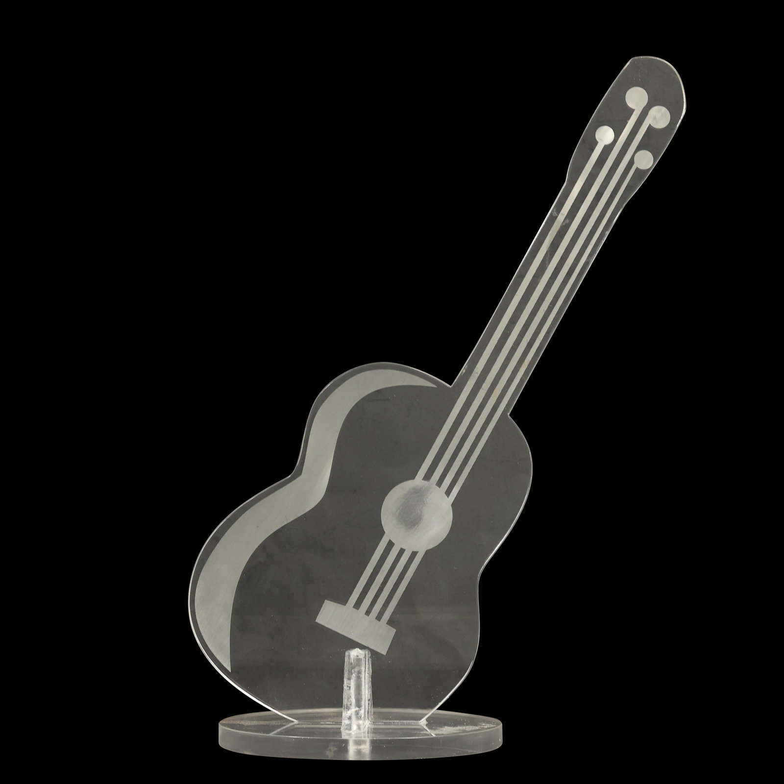 Clear LUCITE Acoustic Guitar Model Sculpture 14.5 inches height: Clear LUCITE Acoustic Guitar Model Sculpture. size: h 14.5 L 6