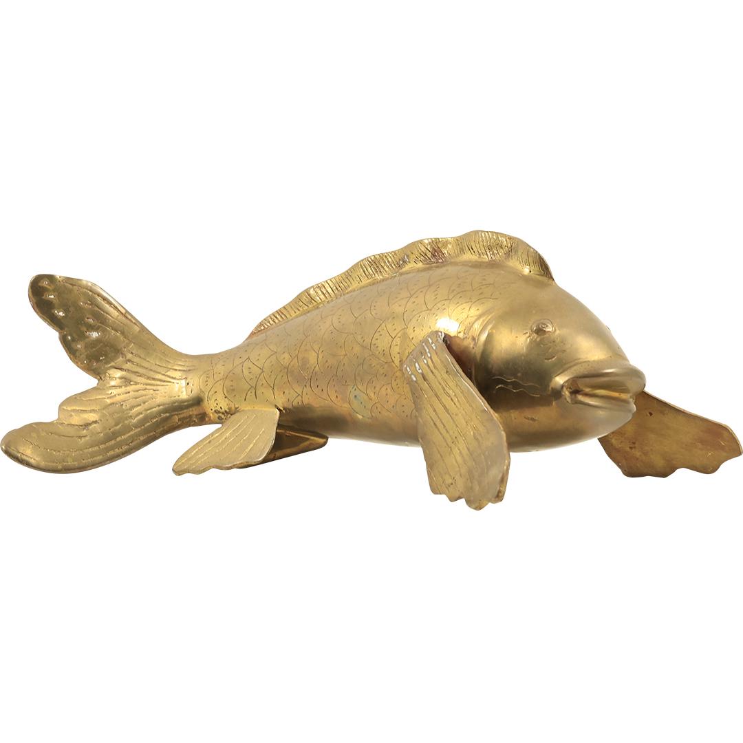 Brass Koi Fish Figure Statue 13.5 inches length (1 of 20)