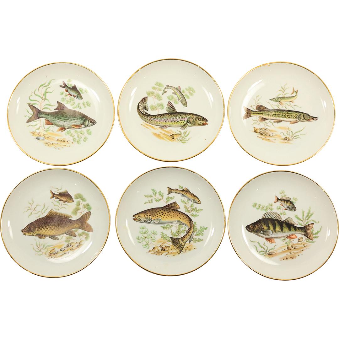 [6] Na'Aman Israel Porcelain FISH PLATES 6.25 inches diameter (1 of 20)