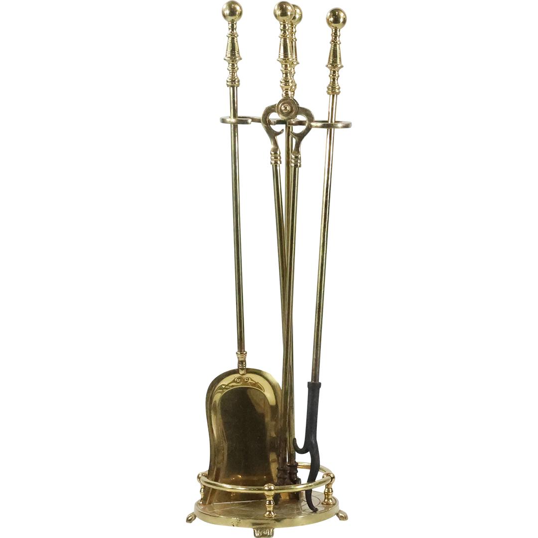 Brass Fireplace Tools with Standing Holder (1 of 5)