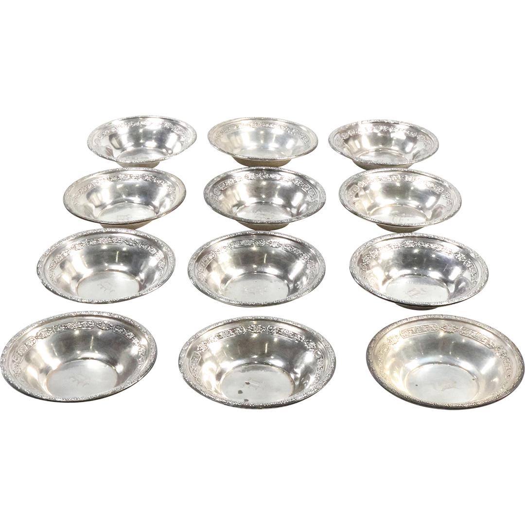 [12] Sterling Silver Master Salt Dishes marked STERLING, weighs 3.82 oz. (1 of 8)