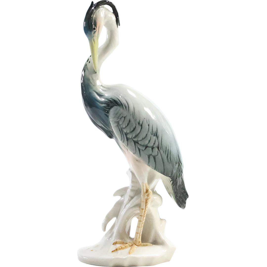 marked NS Fine Porcelain GREAT BLUE HERON Bird Figure Statue 9.75 inches height (1 of 11)