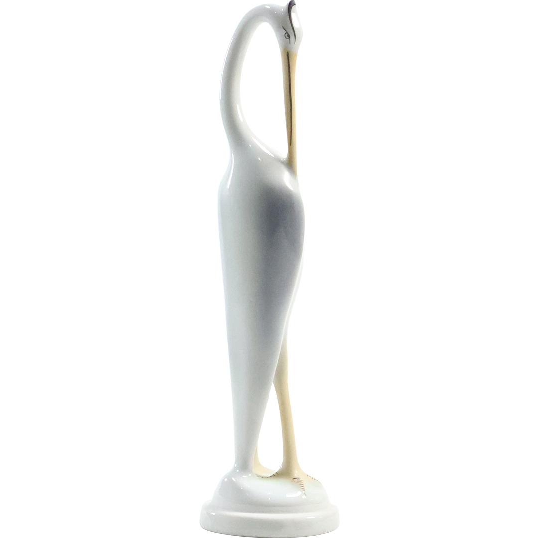 Hollohaza Kezzel Festett Fine Porcelain HERON Bird Figure Statue 8 inches height (1 of 7)