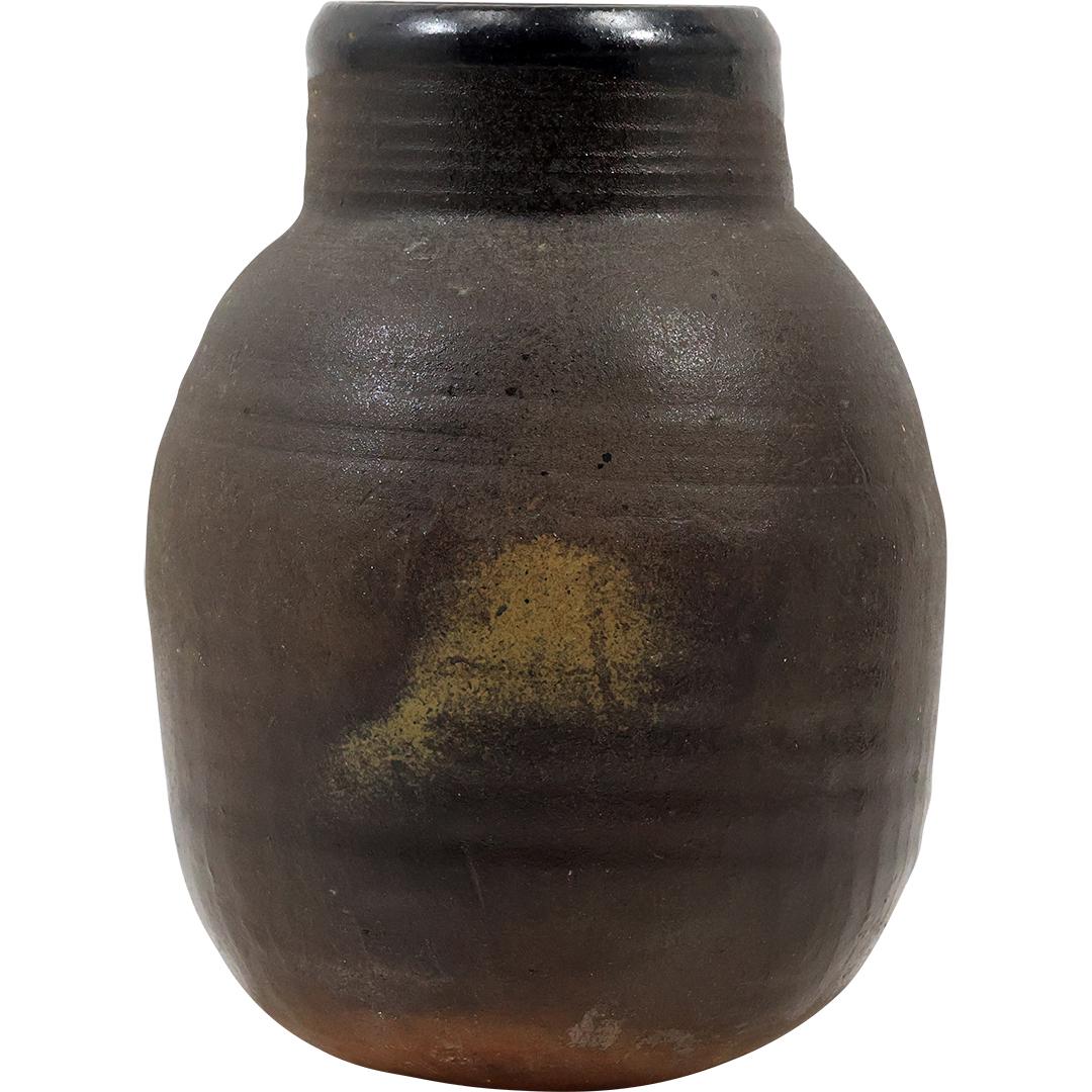 Signed Studio Art Pottery Vase in Dark Glaze (1 of 14)