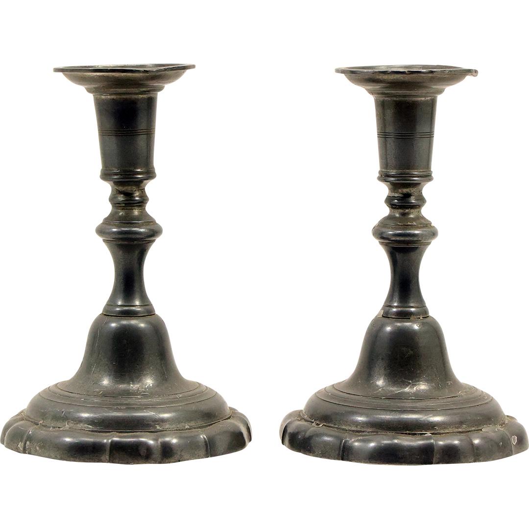 [2] Early Metal Colonial Classic Candlesticks, Hallmarked, 6 inches height (1 of 14)
