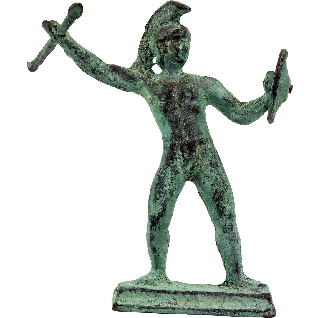 Bronze Roman Warrior Figure Statue - Good Verde Bronze Patina, 6.25 inches height (1 of 18)