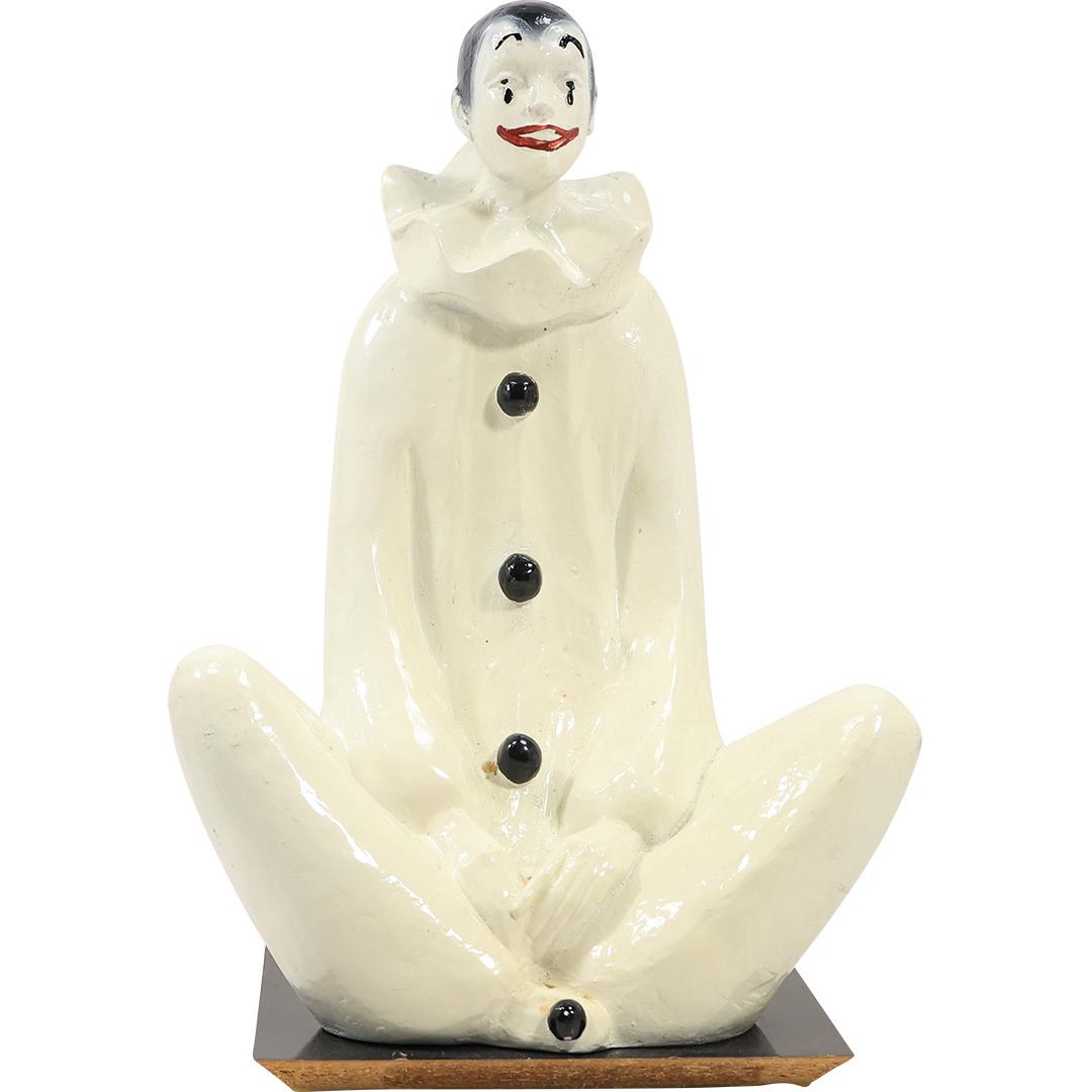Austin Prod. Mid-Century Modern Seated Clown Statue in Hard Plaster Composition 15 inches h. (1 of 18)