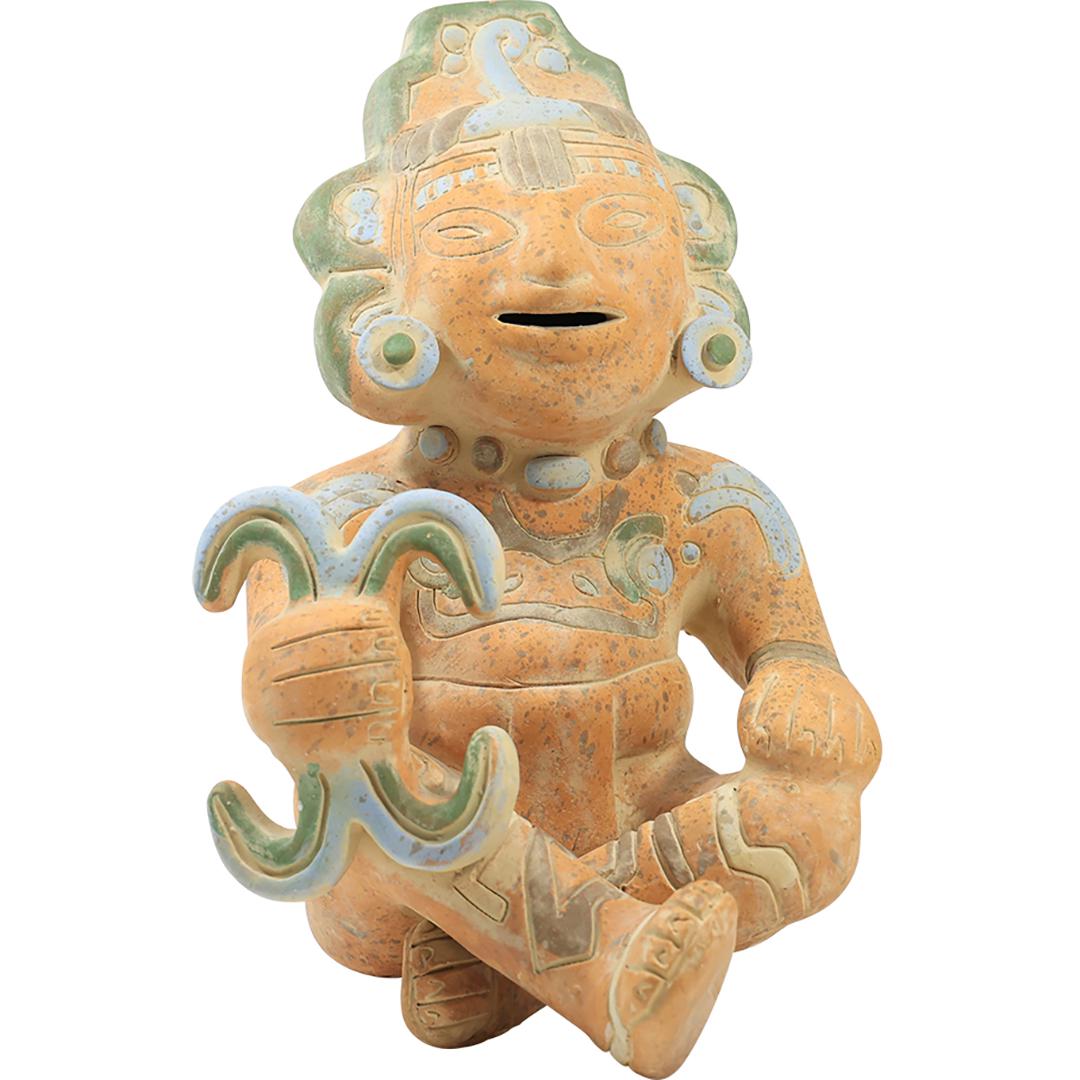 Clay Pottery Seated Mayan Figure 13 inches height (1 of 13)
