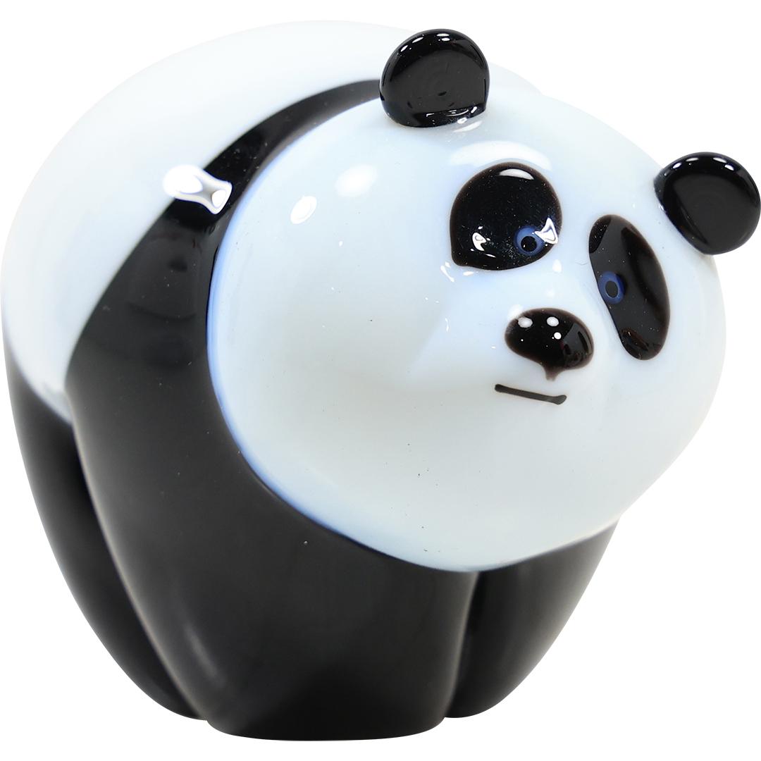 Orient and Flume Black White Art Glass PANDA BEAR Figure Statue: Orient and Flume Black White Art Glass PANDA BEAR Figure Statue. size: 4h 4.5w
