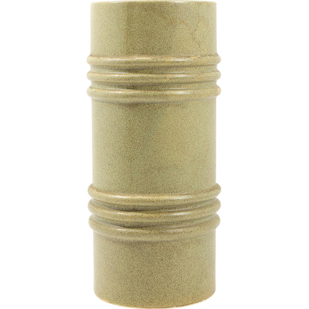Green Ceramic Art Pottery Cylindrical Vase 10.5 inches height (1 of 12)