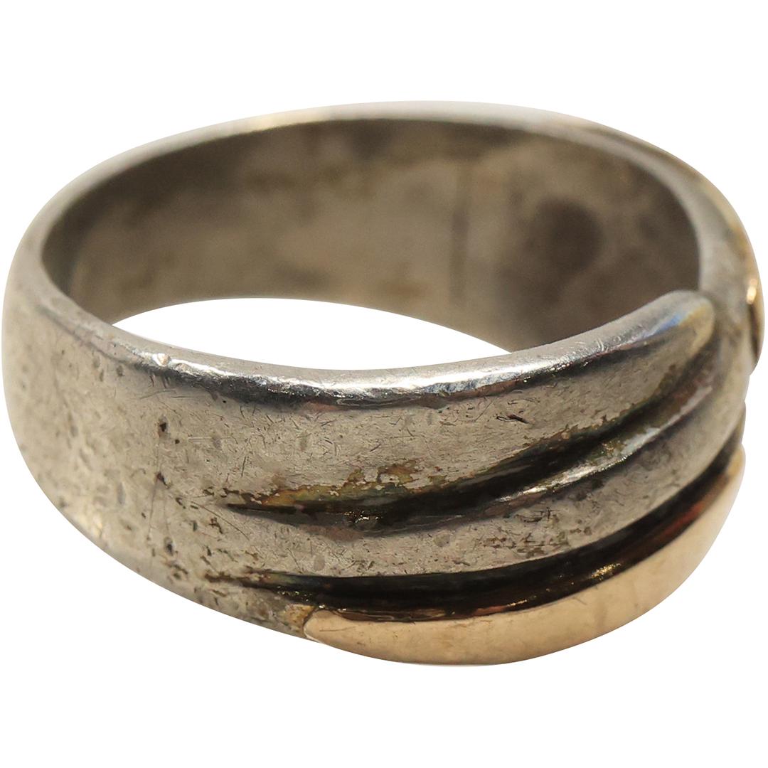 marked 18K and 950 Silver Band Ring Size 7.5 , 3/4 in. x 3/8 in.: marked 18K and 950 Silver Band Ring Size 7.5 , 3/4 in. x 3/8 in.