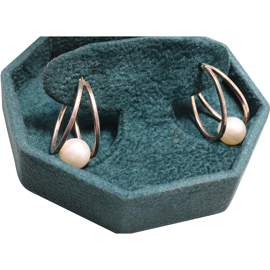 .925 Sterling Silver JCM Genuine Cultured Pearl Earrings  1 1/8 in. x 3/4 in. in Original Box (1 of 11)