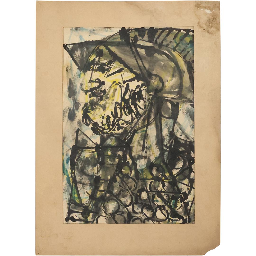 1950s Abstract Elder Man Portrait Oil on Board Painting (1 of 10)