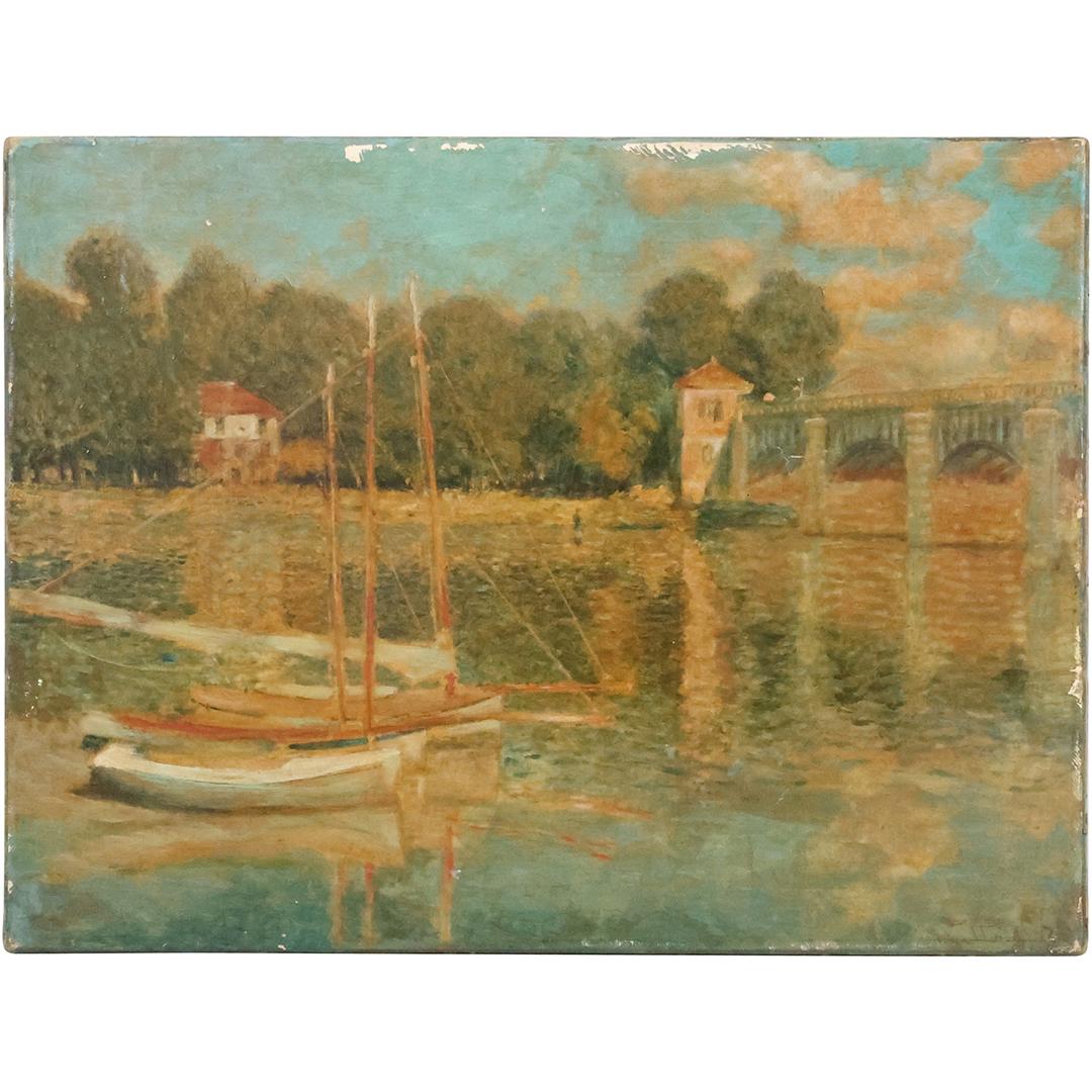 after Claude Monet, on canvas painting The Bridge at Argenteuil (1874) (1 of 12)