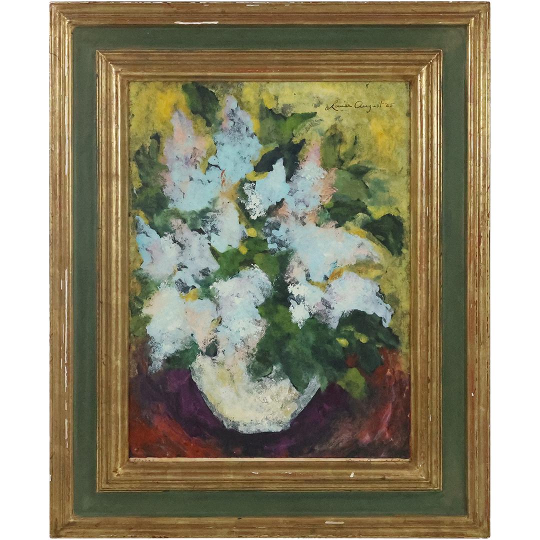 Louise August 1965, Watercolor Painting, Still Life Flowers in Vase, Framed (1 of 11)