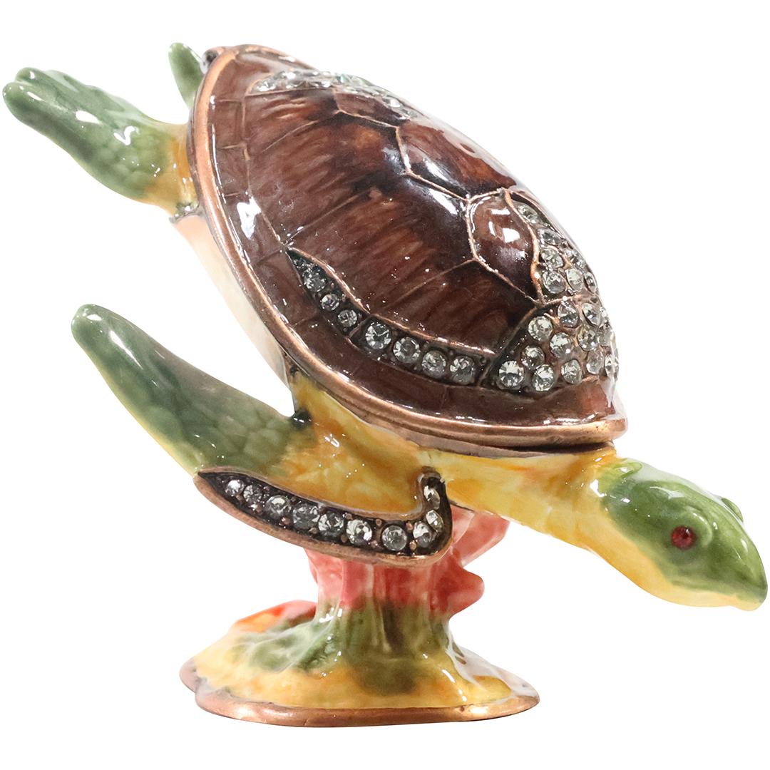 Enameled Sea Turtle Figurative  Trinket Box (1 of 7)