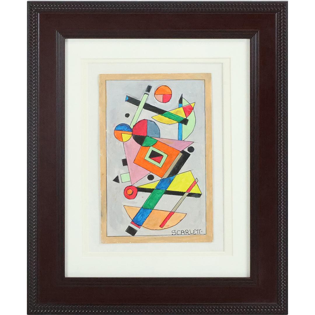 Rolph Scarlett (1889-1984) Geometric Abstract, Watercolor Gouache Painting Signed (1 of 11)