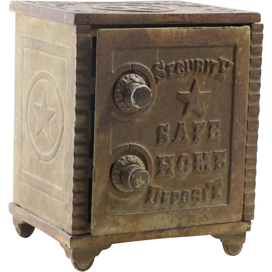 Cast Iron "SECURITY SAFE HOME" Double Combination Coin Bank (1 of 12)