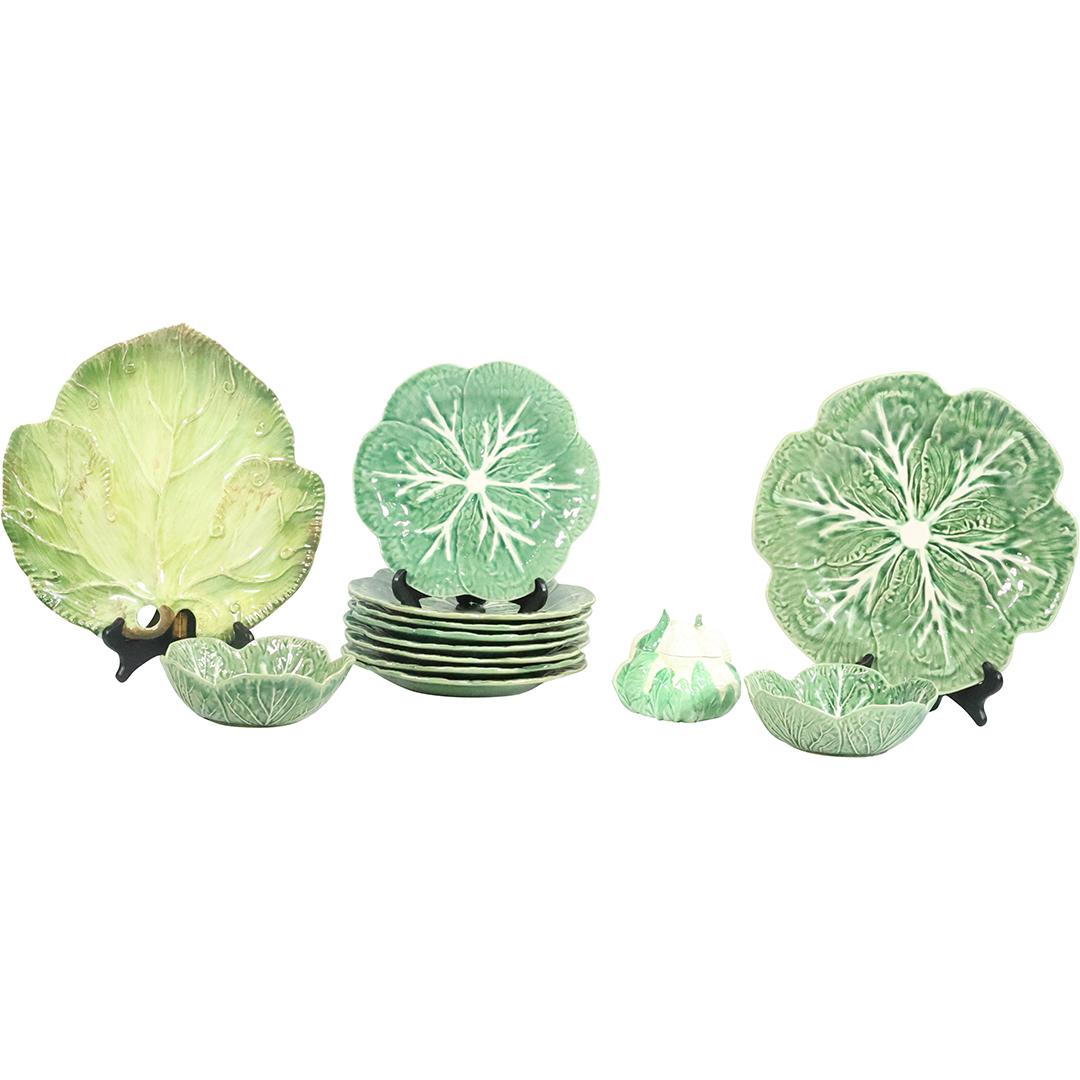 13 Pieces CABBAGE Ceramic Plates Bordallo Pinheiro Portugal & Italy Ceramic Covered Jar (1 of 20)
