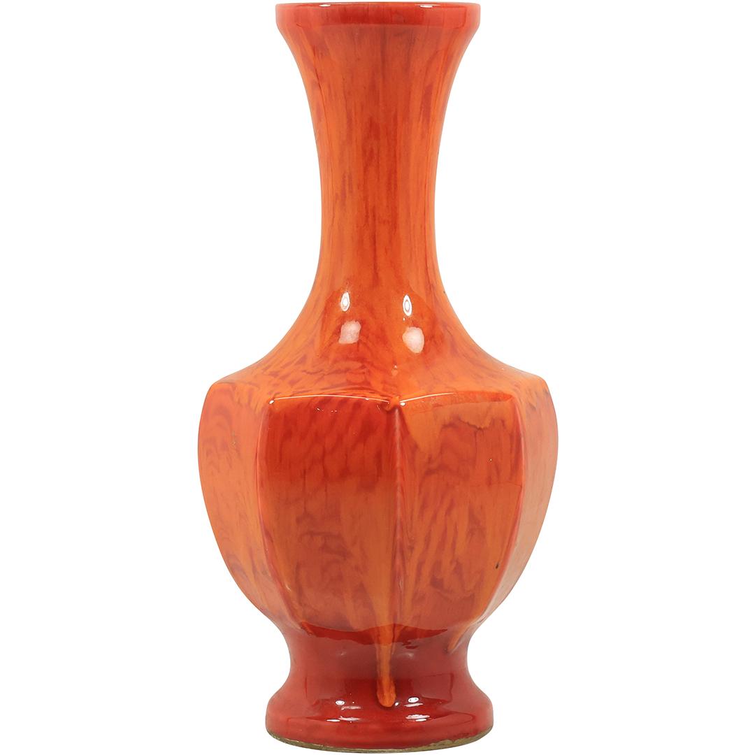 Tall Ceramic Mid-Century Vase Bright Orange Glaze 17 inches height (1 of 16)