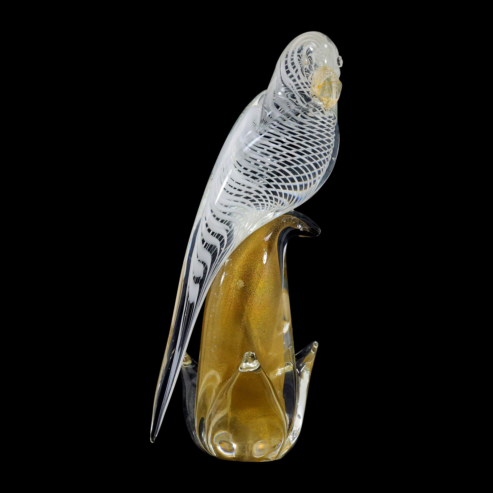 Super Quality Murano Italian Art Glass PARROT Sculpture Internal White Lattice 11.5 inches height (1 of 20)