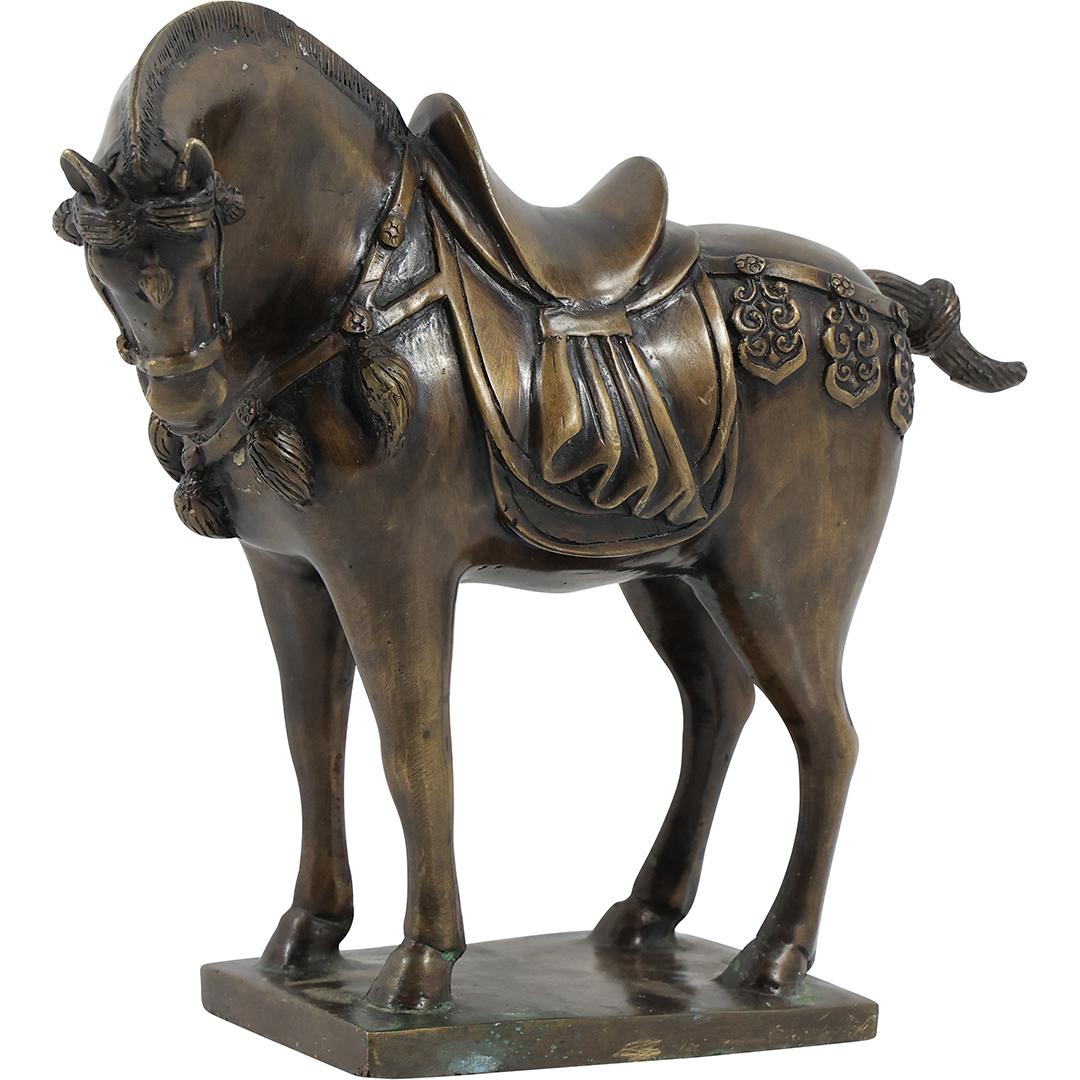 19th C. Bronze Chinese Tang Dynasty Saddled Horse Figure Sculpture - Good Bronze Patina (1 of 20)