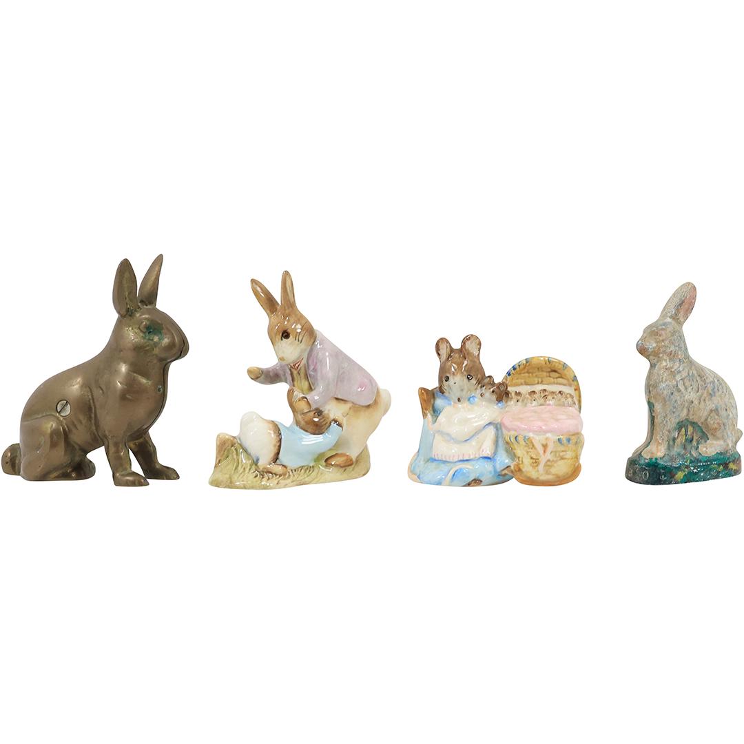 [4] Assorted Rabbit Figures [2] Beatrix Potters, Beass Rabbit Coin Bank, Composition Rabbit (1 of 20)