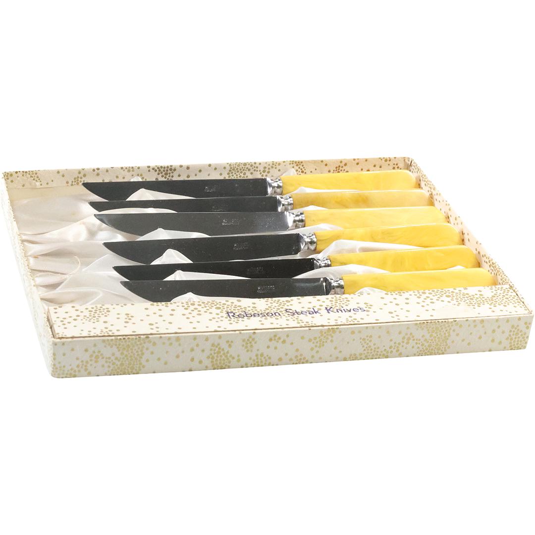 [6] Robeson Germany Stainless Cutlery Steak Knives Bakelite Handles, in Box (1 of 6)