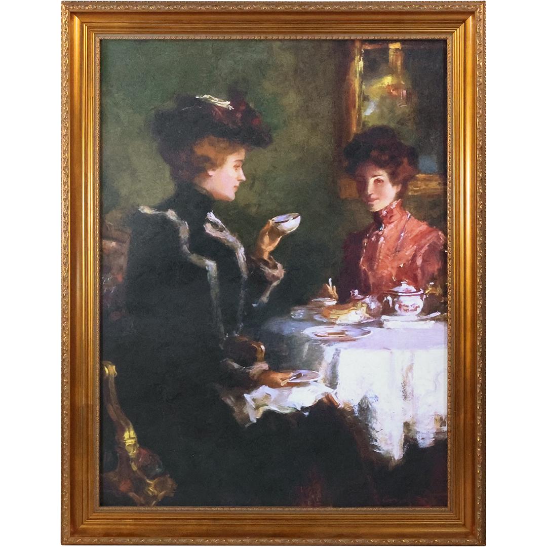 Giclee on Canvas "TEA TIME 1904" Walter Granville-Smith, Gold Frame (1 of 10)