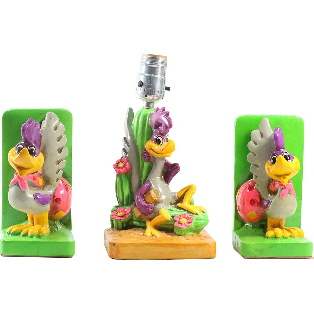1970 Japan "Holiday Fair" Warner Bros. ROADRUNNER Bookends and Lamp (1 of 19)
