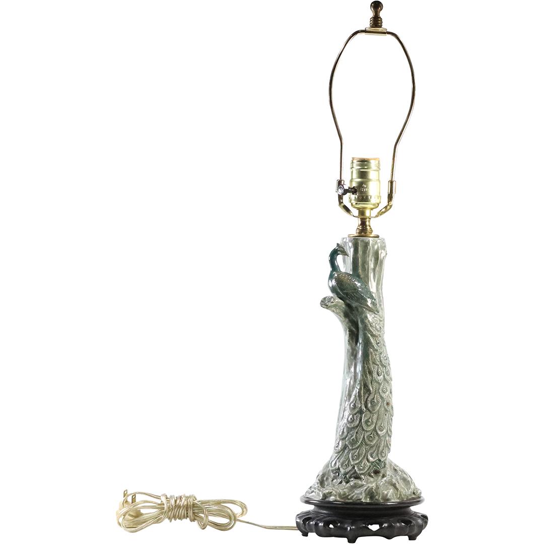 Ceramic Pottery PEACOCK BIRD Figurative Table Lamp Base 23 inches height (1 of 9)