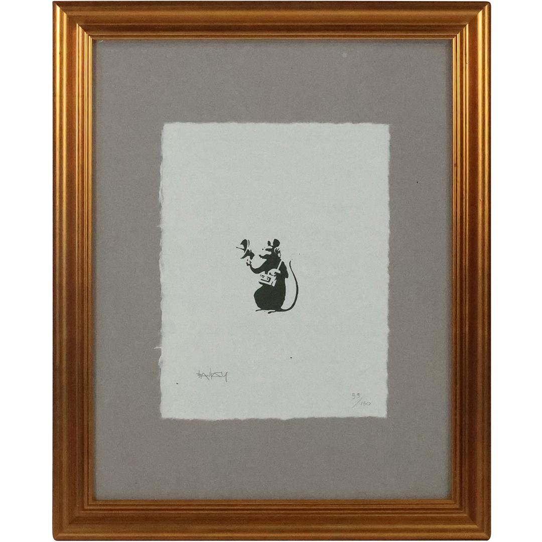 BANSKY Lithograph #99/150 "RADIO RAT", Pencil Signed and Numbered, Framed. (1 of 9)