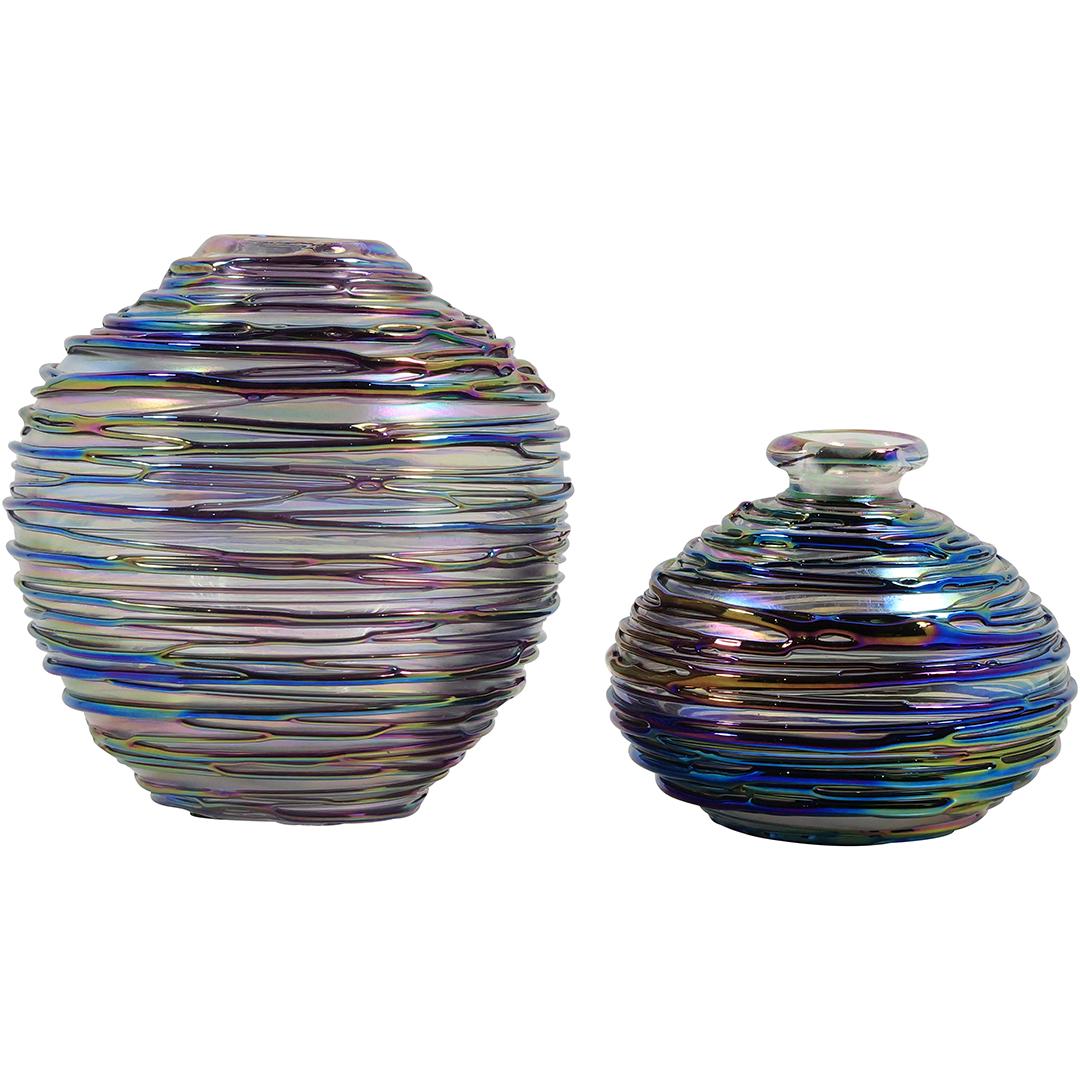[2] Art Glass Spun Threads Iridescent Bud Vases / Perfume Bottles No Stoppers (1 of 20)
