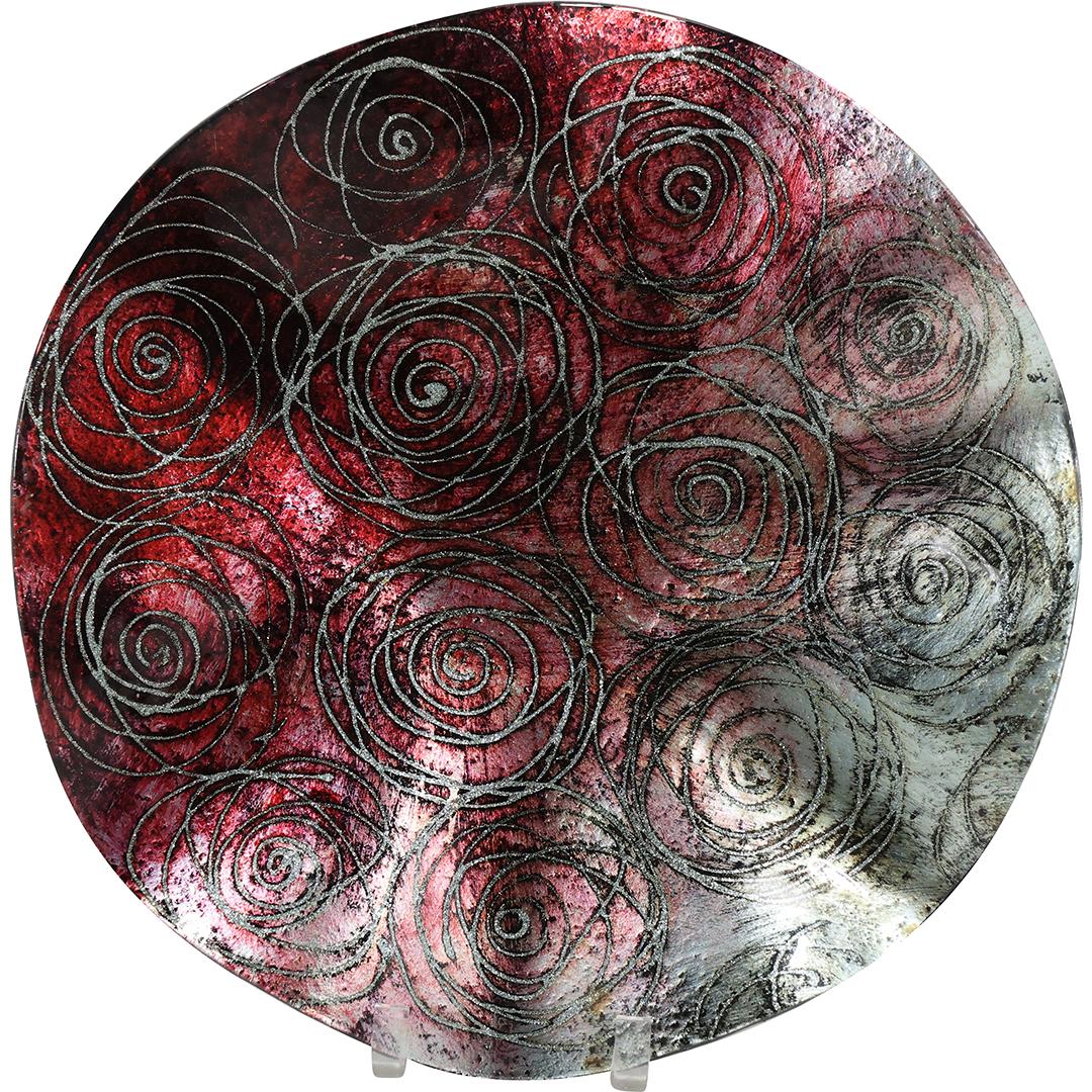 Large Modern Design Abstract Pattern Glass Serving Platter 15.75 inches diameter (1 of 11)
