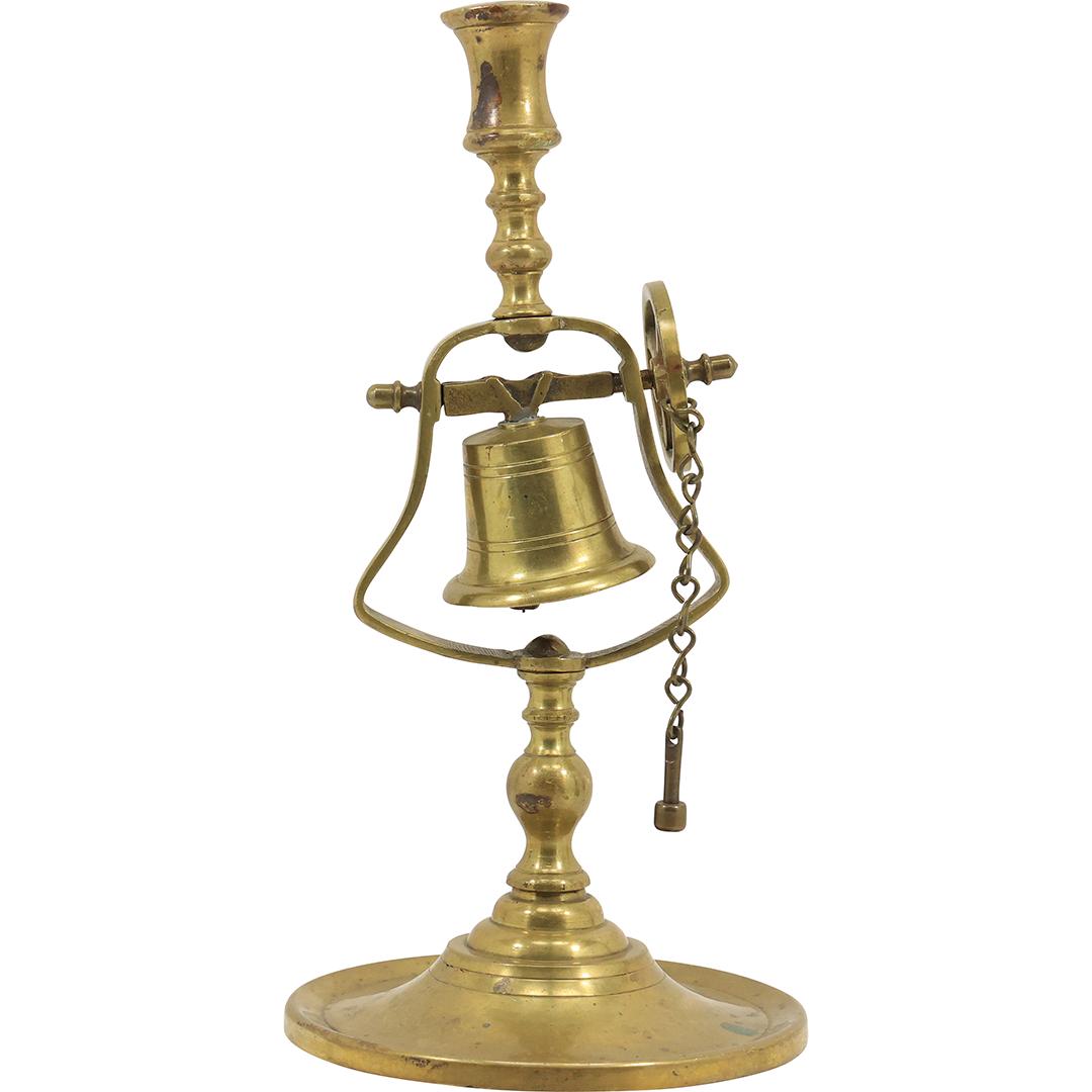 Unique Cast Brass "Dinner Bell" Tall Candlestick 12 inches height (1 of 19)