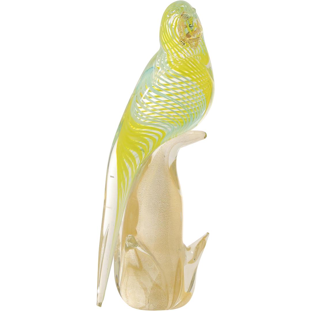 Quality Murano Italian Art Glass PARROT Sculpture Internal Yellow Blue Lattice 11.75 inches height (1 of 20)