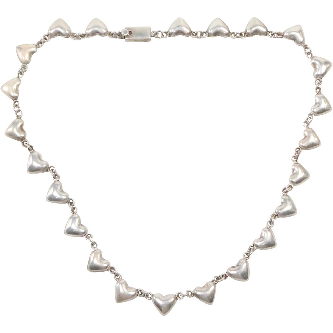 .925 Sterling Silver TD-29 Mexico Continuous Heart Shaped Links Necklace 20 in. x 1/2 in. (1 of 6)